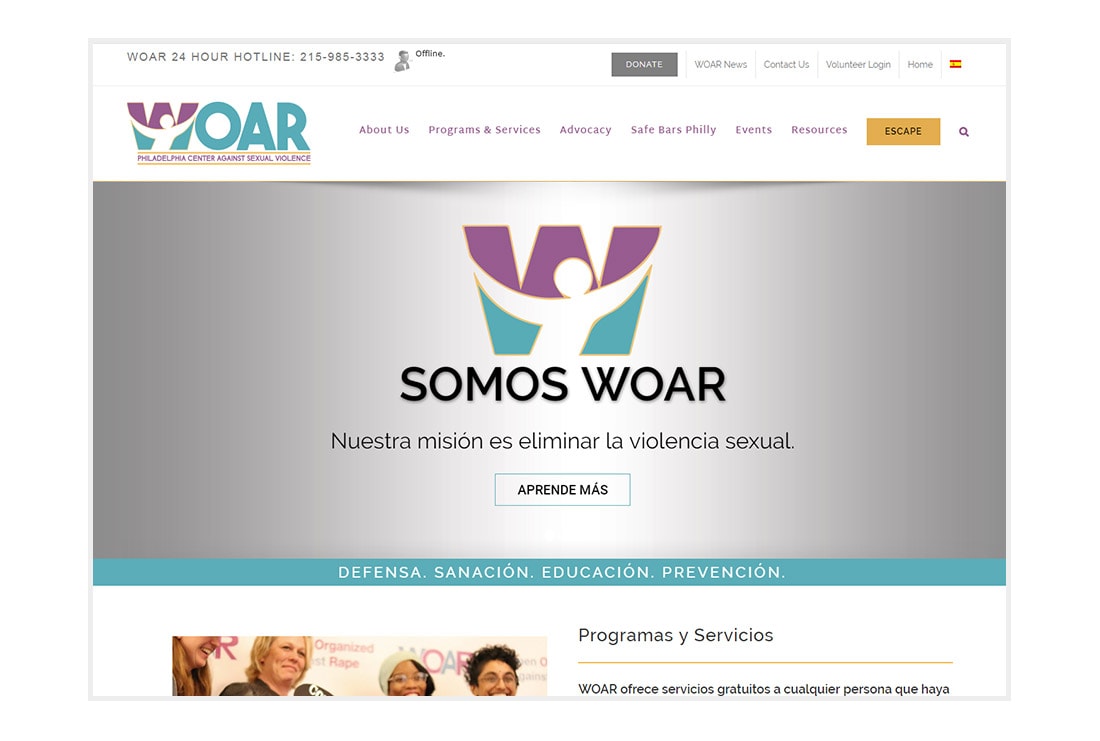 WOAR homepage - Español