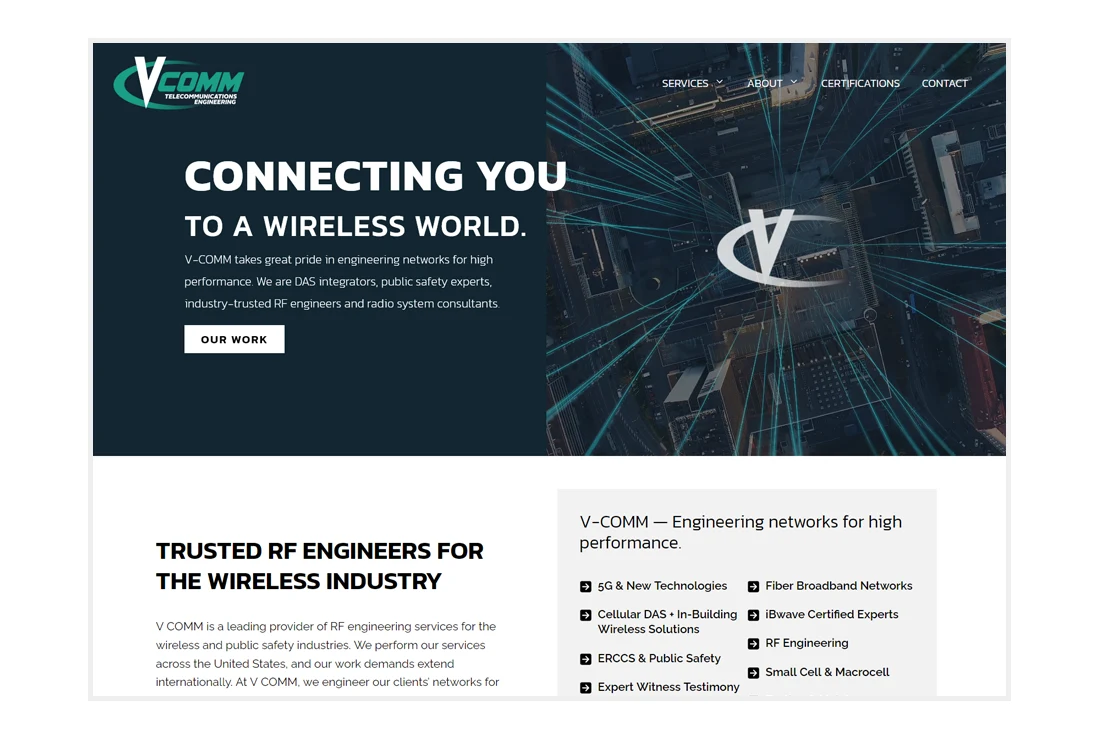 V-COMM Telecommunications Engineering homepage
