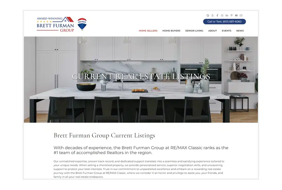 Brett Furman Group website view of current real estate listings page