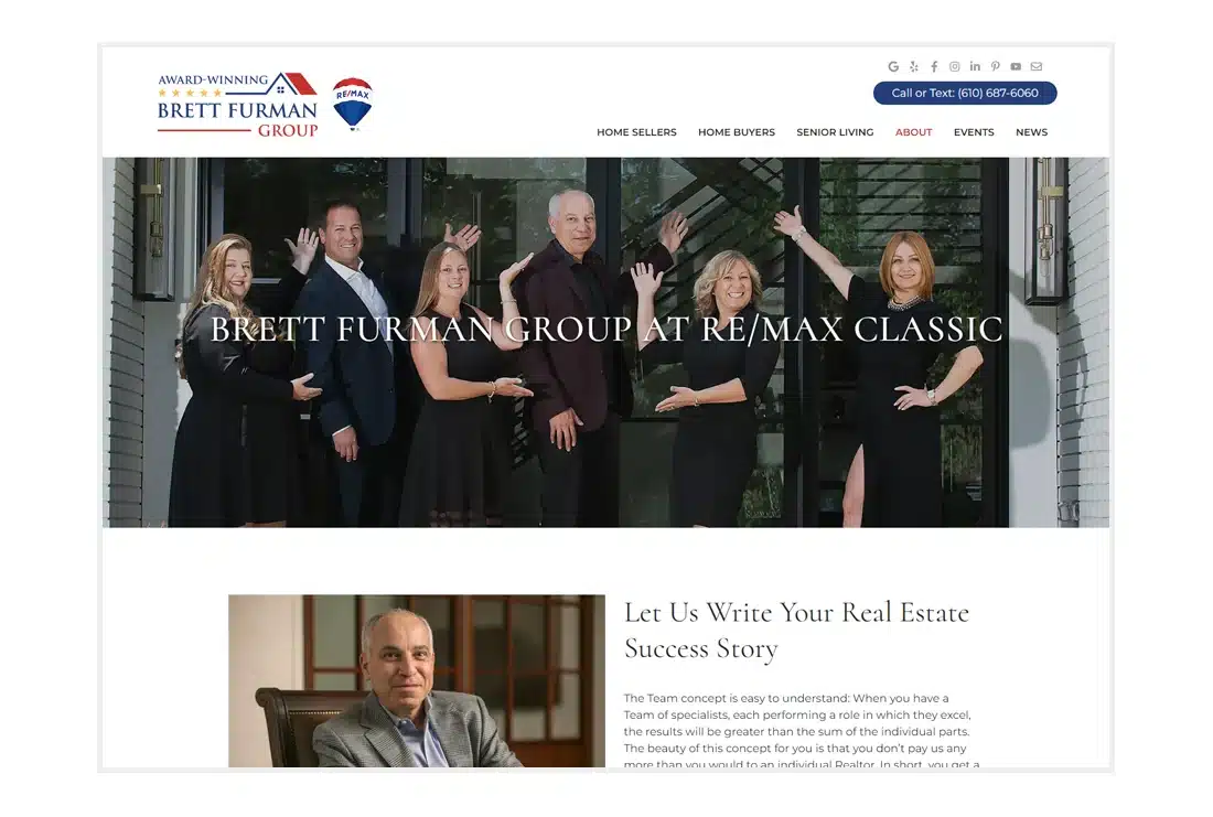 Brett Furman Group Real Estate team page website view