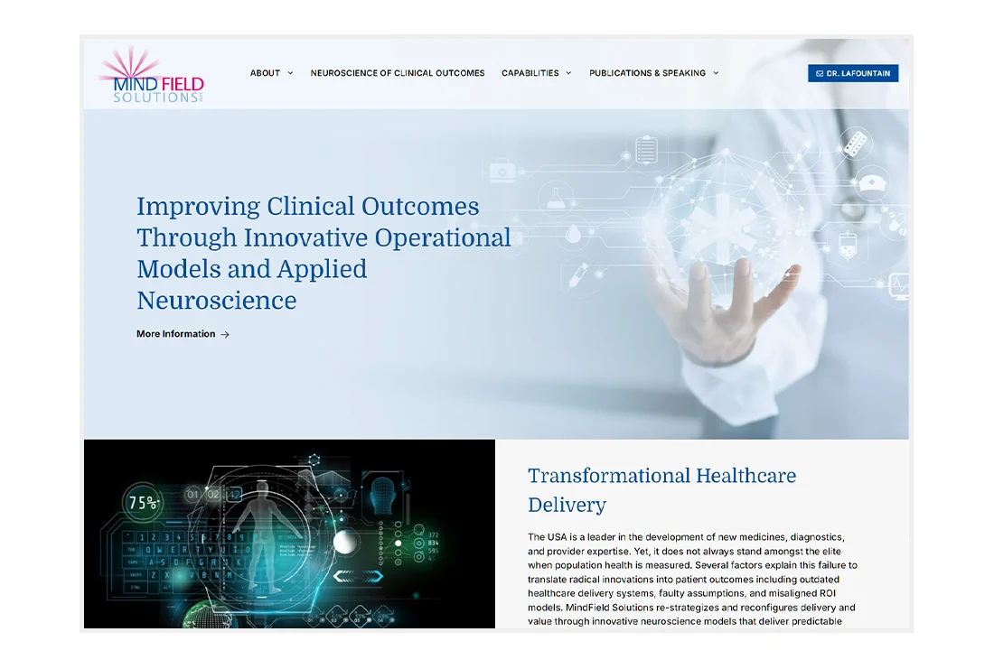 Custom Website Design for MindField Solutions homepage