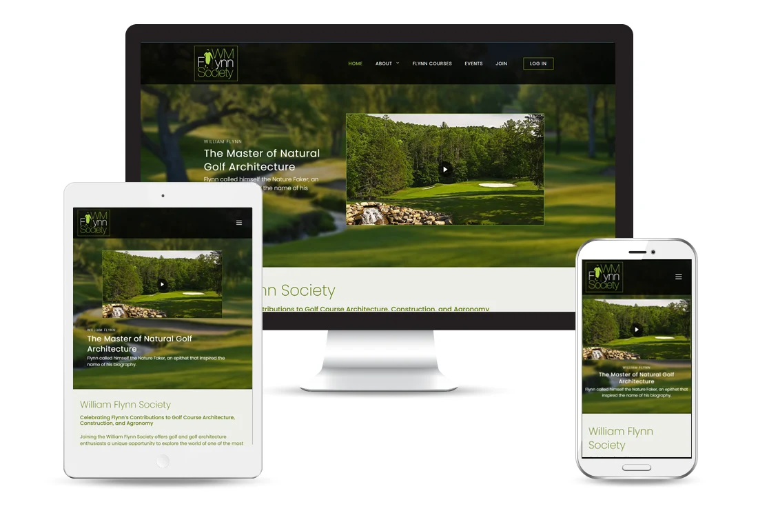 Custom Website Design and WordPress Theme for William Flynn Foundation - desktop tablet and mobile views