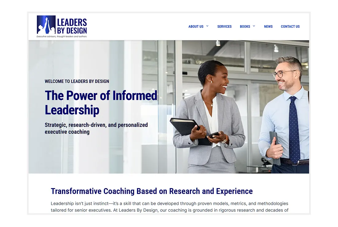 Leaders by Design Homepage - custom WordPress website