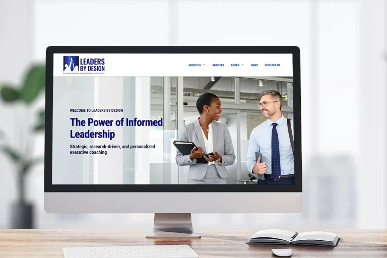Homepage view on desktop of Leaders By Design custom WordPress website